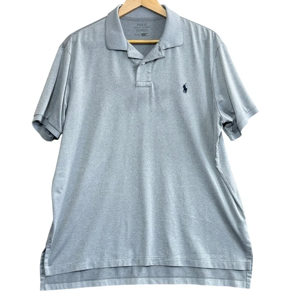 Polo Ralph Lauren Mens Performance Polo‎ Shirt XL Grey Golf  Preppy Breathable